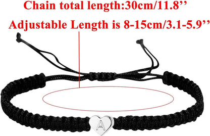 14Kwhite Gold Plated Initial Heart String Bracelets for Women Men Teen Girls Boys Handmade Rope Braided Bracelet Minimalist Jewelry Matching Couple Bracelets (K, One Size) Apparel & Accessories > Jewelry > Bracelets Generic   