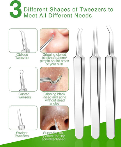 15 PCS Blackhead Remover Pimple Popper Tool Kit,Black Head Remove Extractor for Acne Comedone Whitehead Popping Zit Blemish Facial Skin Care Tools with Metal Case Health & Beauty > Personal Care > Cosmetics > Cosmetic Tools > Skin Care Tools ChenYiJin   