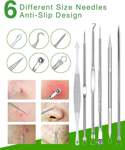15 PCS Blackhead Remover Pimple Popper Tool Kit,Black Head Remove Extractor for Acne Comedone Whitehead Popping Zit Blemish Facial Skin Care Tools with Metal Case Health & Beauty > Personal Care > Cosmetics > Cosmetic Tools > Skin Care Tools ChenYiJin   