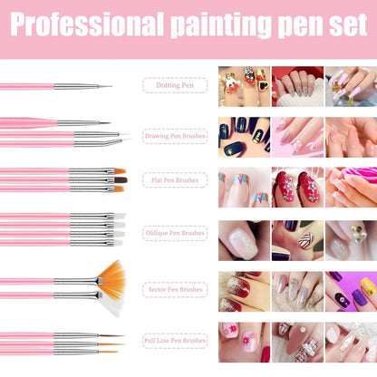 15 Pcs Nail Art Brushes with 2 Pcs Heart Resin Nail Art Palette, Nail Art Painting Tools for Nail Art Home Salon (Multicolor) Health & Beauty > Personal Care > Cosmetics > Cosmetic Tools > Nail Tools Pengxiaomei   