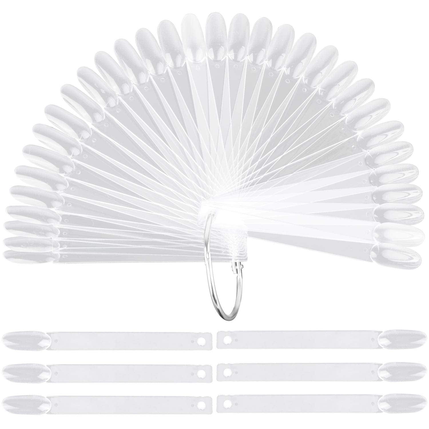 150 Pcs Transparent Nail Sample Sticks, Fan-Shaped PVC False Nail Art Tips Display Practice Sticks Tool with Metal Split Ring Holder Health & Beauty > Personal Care > Cosmetics > Cosmetic Tools > Nail Tools LoveBB 150 Pcs  
