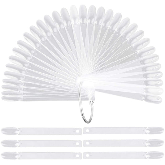 150 Pcs Transparent Nail Sample Sticks, Fan-Shaped PVC False Nail Art Tips Display Practice Sticks Tool with Metal Split Ring Holder Health & Beauty > Personal Care > Cosmetics > Cosmetic Tools > Nail Tools LoveBB 150 Pcs  