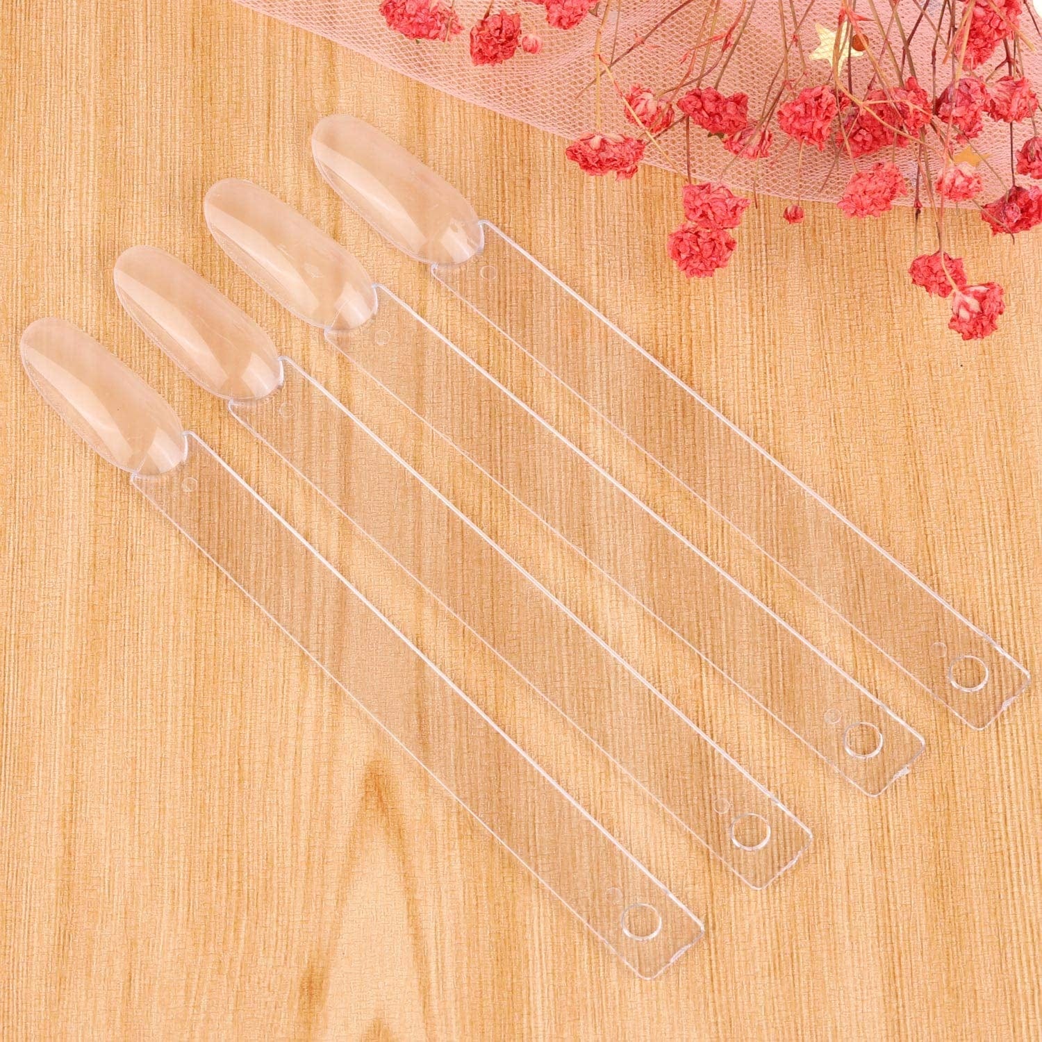 150 Pcs Transparent Nail Sample Sticks, Fan-Shaped PVC False Nail Art Tips Display Practice Sticks Tool with Metal Split Ring Holder Health & Beauty > Personal Care > Cosmetics > Cosmetic Tools > Nail Tools LoveBB   