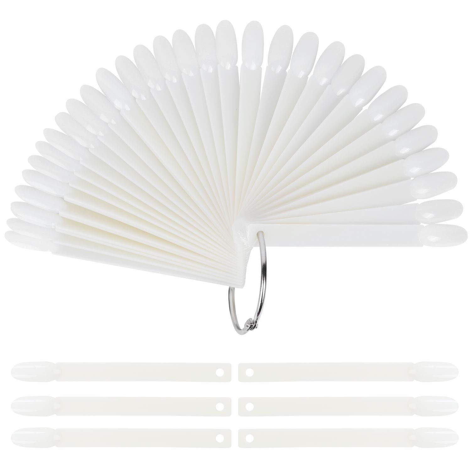 150 Pcs Transparent Nail Sample Sticks, Fan-Shaped PVC False Nail Art Tips Display Practice Sticks Tool with Metal Split Ring Holder Health & Beauty > Personal Care > Cosmetics > Cosmetic Tools > Nail Tools LoveBB Natural  