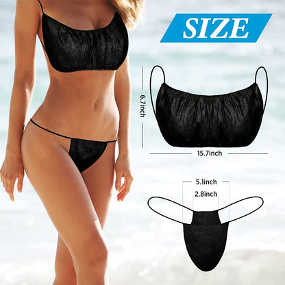 150 Pieces Disposable Bras and Panties Set Included 50 Pieces Bras 100 Pieces Thong for Women, Individually Wrapped