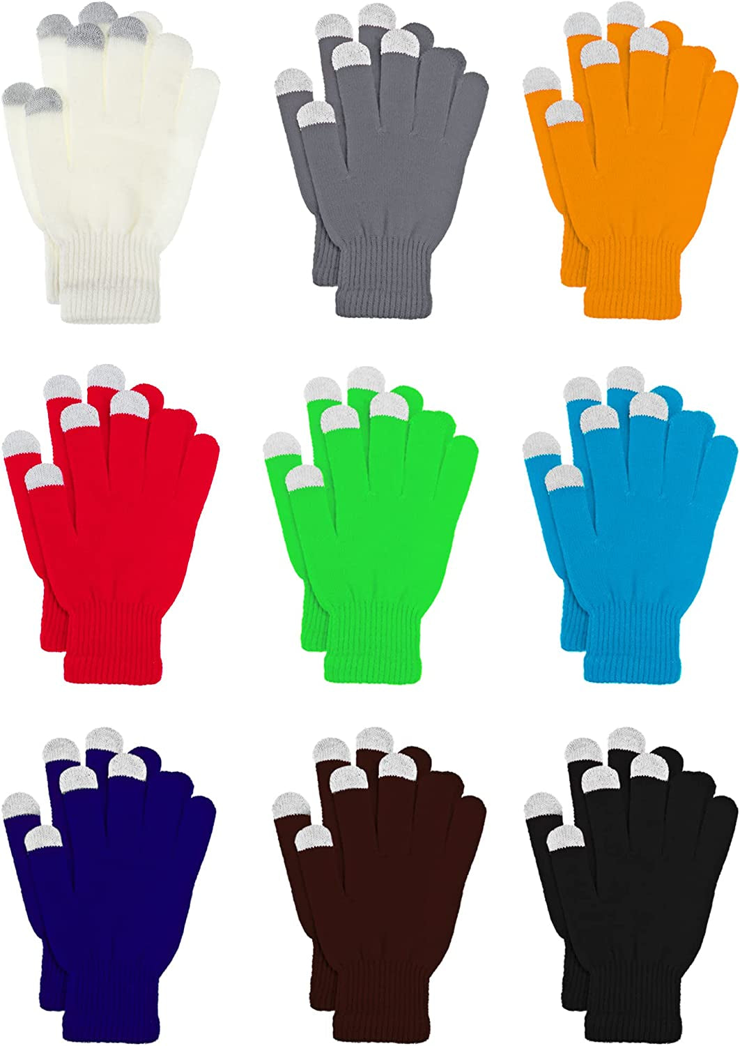 Pangda 12 Pairs Touchscreen Gloves Stretch Knitted Texting Gloves Warm Windproof Solid Color Mittens for Men and Women Apparel & Accessories > Clothing Accessories > Gloves & Mittens Pangda Assorted Colors 7 x 4 Inch 