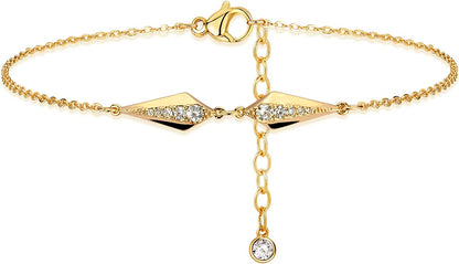 Dremmy Studios Simple Gold Chain Anklet,14K Gold/Silver Plated Dainty Summer Beach Anklets for Women Apparel & Accessories > Jewelry > Anklets DREMMY STUDIOS Shield  