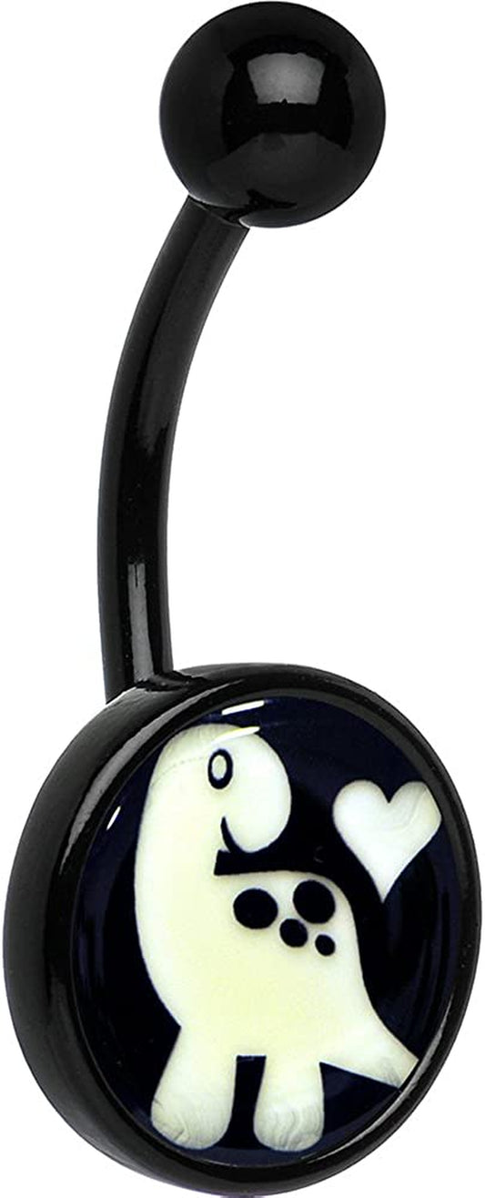 Body Candy Unisex Adult Black Glow in the Dark Cute Dinosaur Belly Button Ring Apparel & Accessories > Jewelry > Body Jewelry Body Candy   