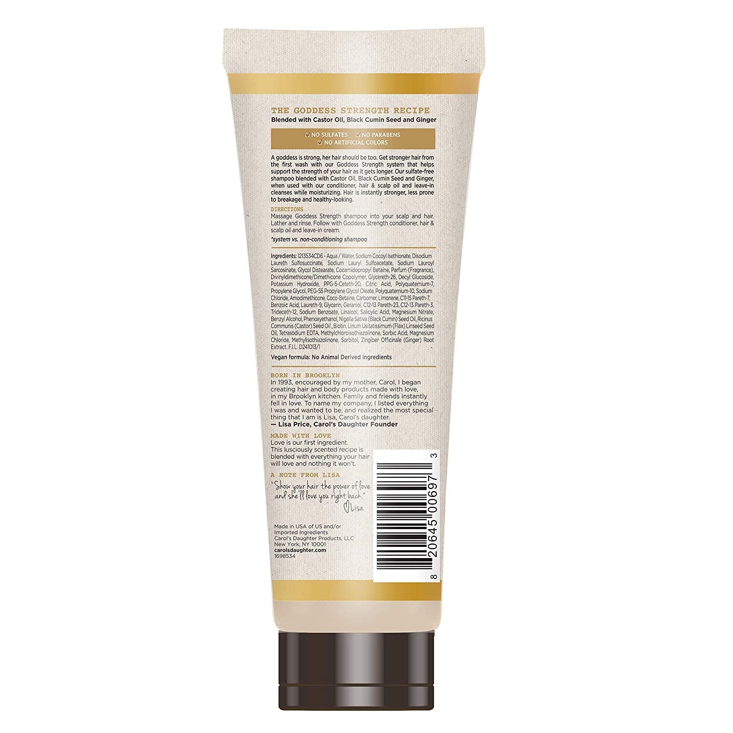 Carol’S Daughter Goddess Strength Sulfate Free Shampoo with Castor Oil for Curly, Wavy, Natural Hair, Anti-Breakage and Anti-Frizz Hair Product, Add Moisture to Dry, Damaged Hair, 11 Fl Oz Health & Beauty > Personal Care > Hair Care Carol's Daughter   