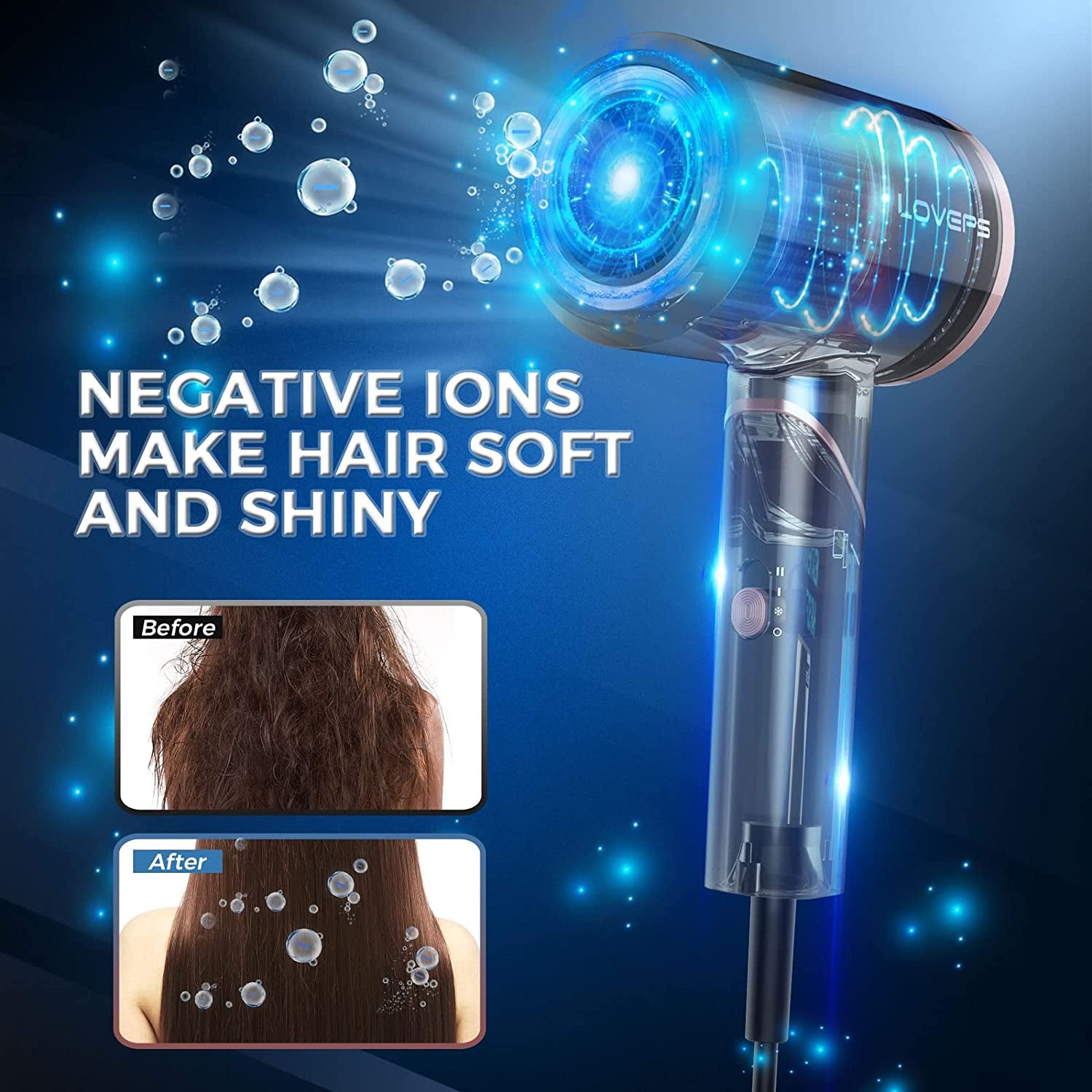 Hair Dryer, 1800W Blow Dryer, Ionic Hair Dryer with Diffuser, Foldable Handle Travel Hair Dryer, Constant Temperature Hair Care without Damaging Hair Health & Beauty > Personal Care > Hair Care LOVEPS   
