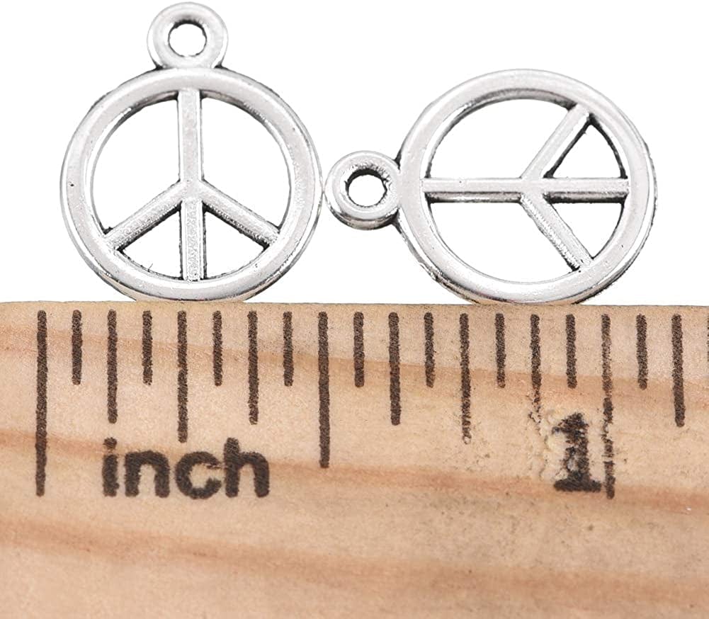 150Pcs Vintage Antique Silver Alloy Peace Symbol Charms Pendant Jewelry Findings for Jewelry Making Necklace Bracelet DIY