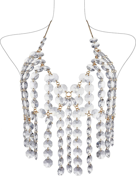 Ccbodily Crystal Body Chain Bra - Womens Fashion Handmade Body Harness Bra Jewelry Accessories for Party Rave Apparel & Accessories > Jewelry > Body Jewelry CCbodily Clear  