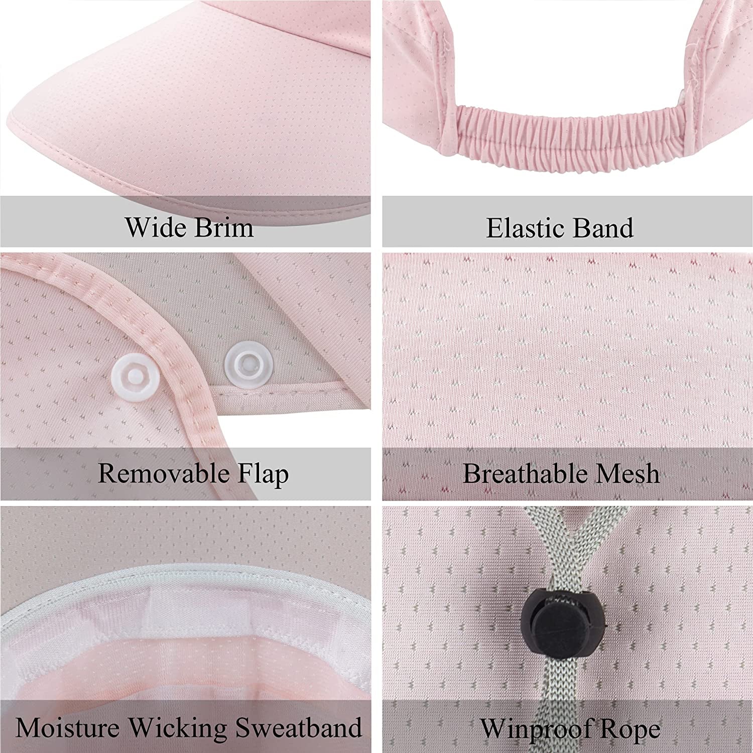 Muryobao Womens Summer Baseball Hat Outdoor Wide Brim UV Protection Foldable Ponytail Mesh Sun Visor Cap with Removable Flap Apparel & Accessories > Clothing Accessories > Hats Muryobao   