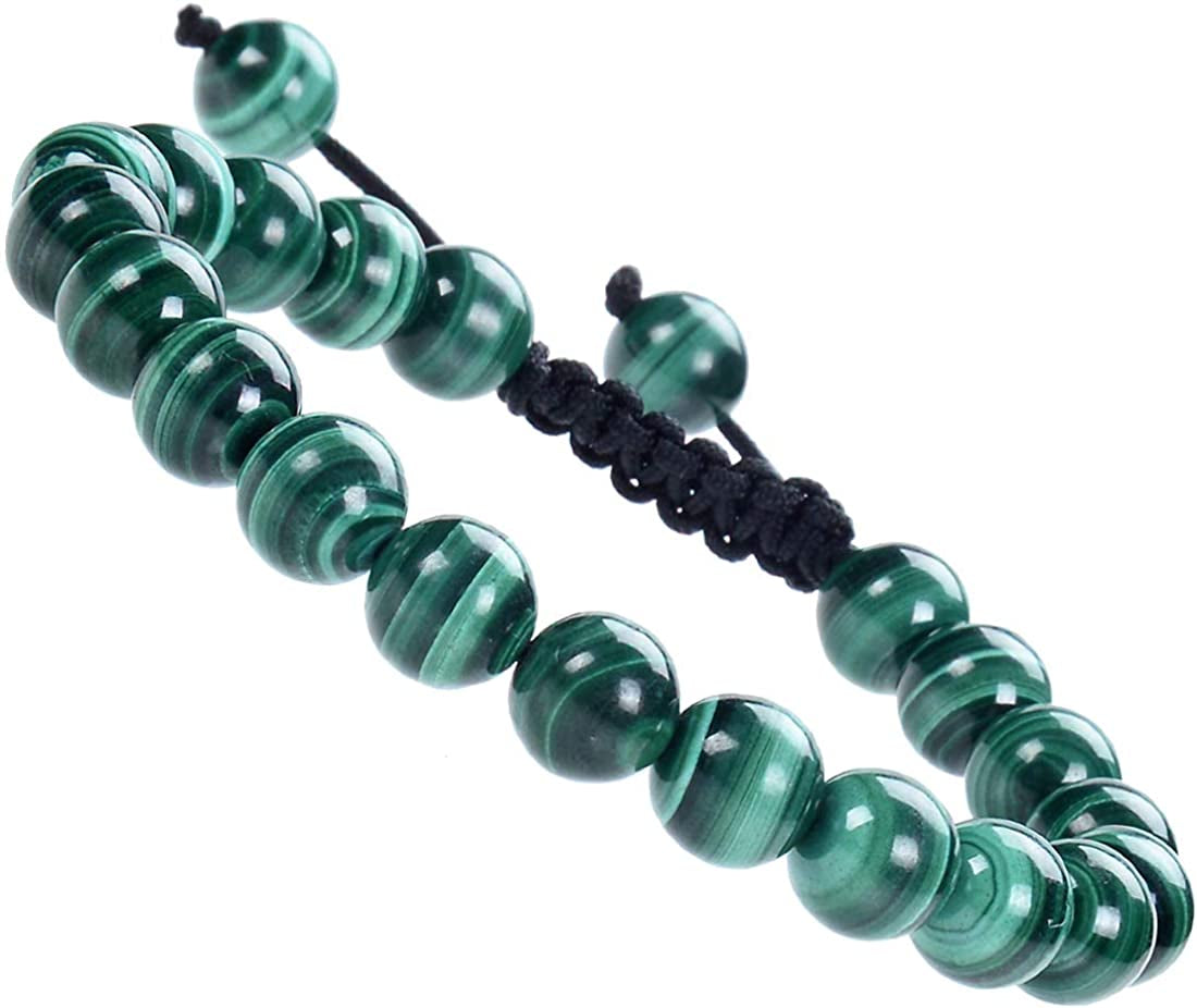 Massive Beads Natural Healing Power Gemstone Crystal Beads Unisex Adjustable Macrame Bracelets 8Mm Apparel & Accessories > Jewelry > Bracelets MASSIVE BEADS Natural Malachite  