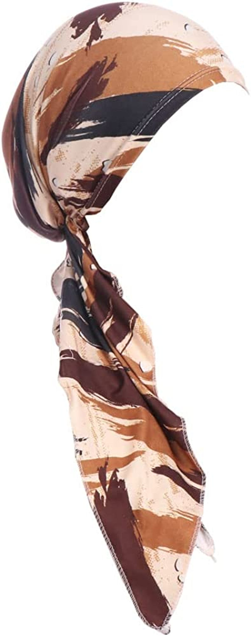 Fxhixiy Pre-Tied Bandana Turban Hat Chemo Cancer Headscarf Headwraps Headwear for Women Hair Cover Hat Apparel & Accessories > Clothing Accessories > Bandanas & Headties Fxhixiy Khaki Black  