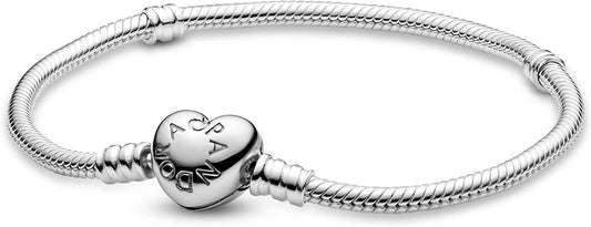 Pandora Jewelry Moments Heart Clasp Snake Chain Charm Bracelet Apparel & Accessories > Jewelry > Bracelets PANDORA Silver 9.0 Inches 