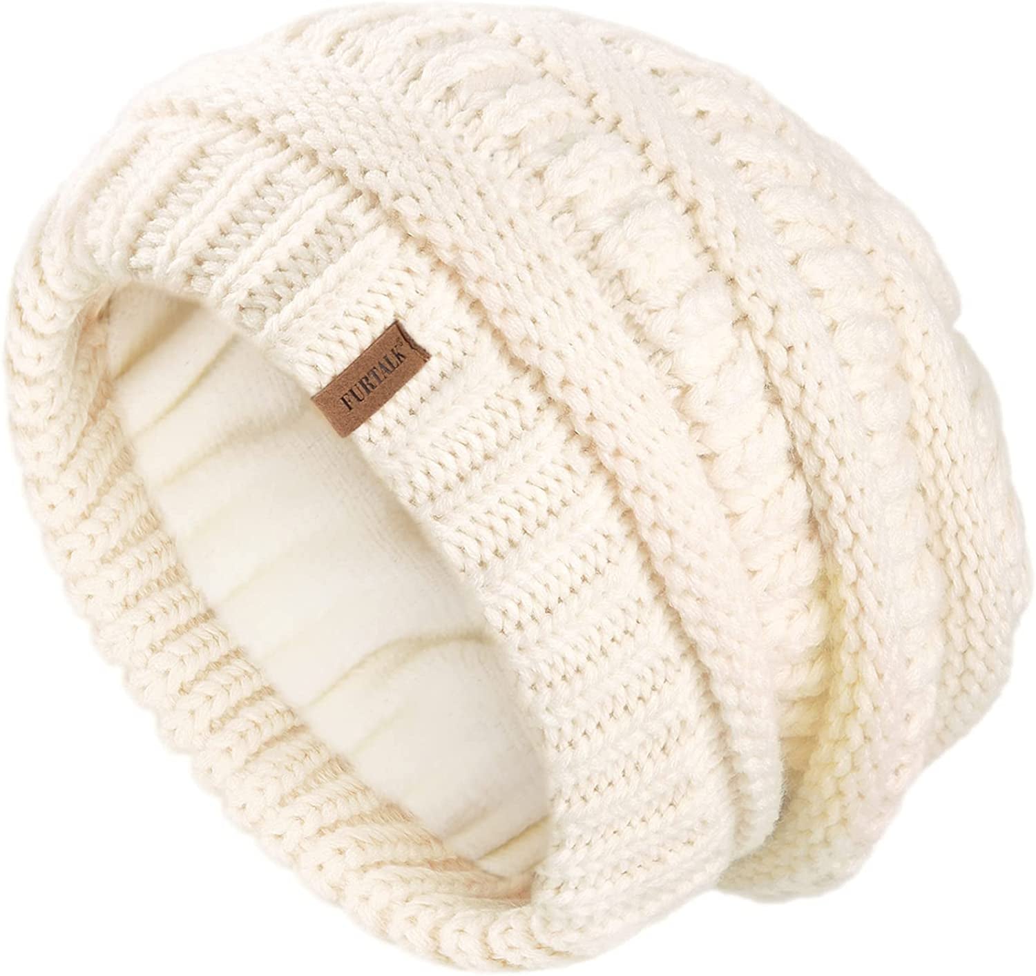 FURTALK Knit Beanie Hats for Women Men Fleece Lined Ski Skull Cap Slouchy Winter Hat Apparel & Accessories > Clothing Accessories > Hats KYLIE MAX Beige  