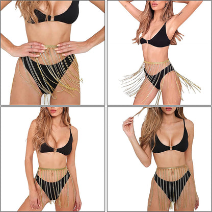 RARITYUS Women Sexy Rave Glitter Rhinestone Tassel Body Chains Skirt Waist Belt Jewelry for Party Festival Dance Nightclub Apparel & Accessories > Jewelry > Body Jewelry RARITYUS   