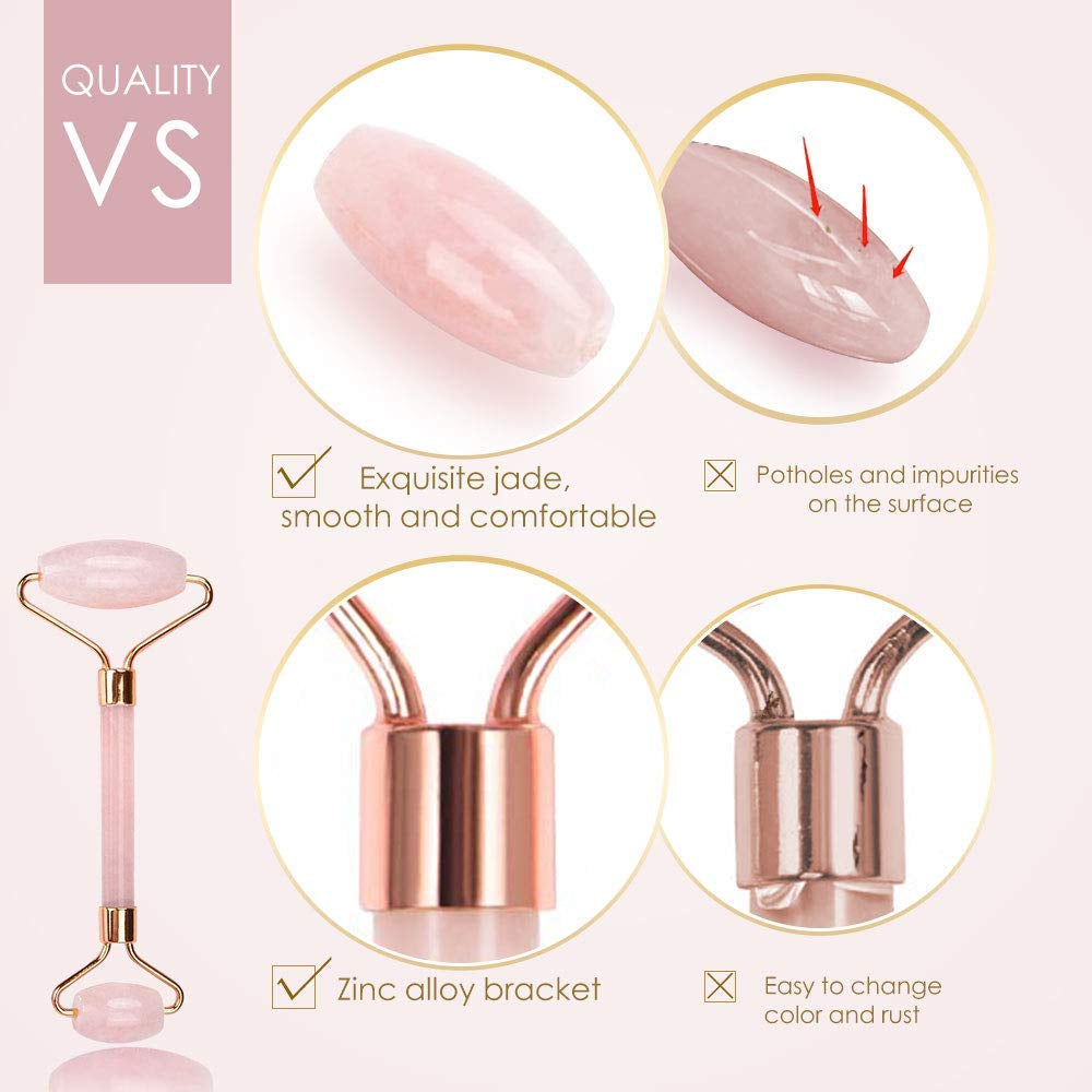 Rose Quartz Jade Roller and Gua Sha Tools Set, Mjartoria Face Roller Skin Care, Facial Roller Beauty Massager, Jade Roller for Face, Eyes, Neck, Relieve Wrinkles Fine Lines Health & Beauty > Personal Care > Cosmetics > Cosmetic Tools > Skin Care Tools MJartoria   