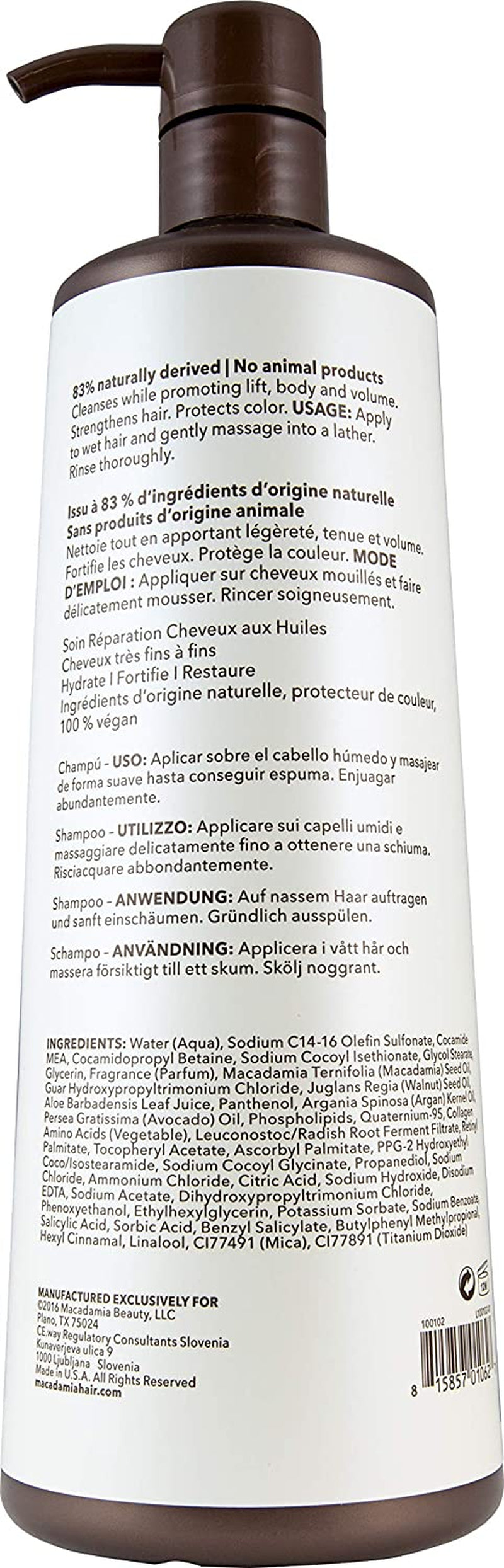 Macadamia Professional Hair Care Sulfate Paraben Free Natural Organic Crueltyfree Vegan Hair Products Weightless Hair Repair Shampoo , Green, Sheer Pecan, 33.8 Fl Oz Health & Beauty > Personal Care > Hair Care Macadamia Professional   