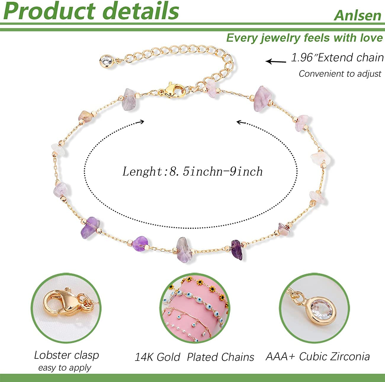 FUNEIA Gold Ankle Bracelets for Women 14K Gold Plated Anklet for Women Daisy Moon Star Evil Eye Anklet Boho Beach Foot Chain Adjustable Dainty Foot Jewelry Apparel & Accessories > Jewelry > Anklets FUNEIA   
