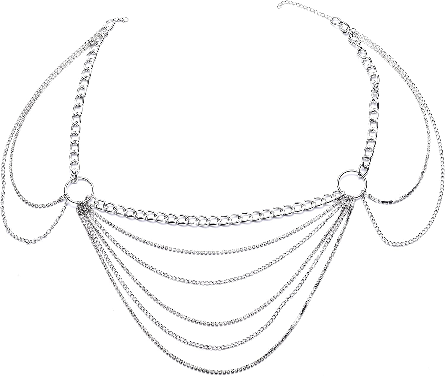 Body Chains Belts for Women Girls Sexy Waist Chain Rhinestone Body Jewelry Rave Outfits Festival Accessories Apparel & Accessories > Jewelry > Body Jewelry FNQUFUJ   