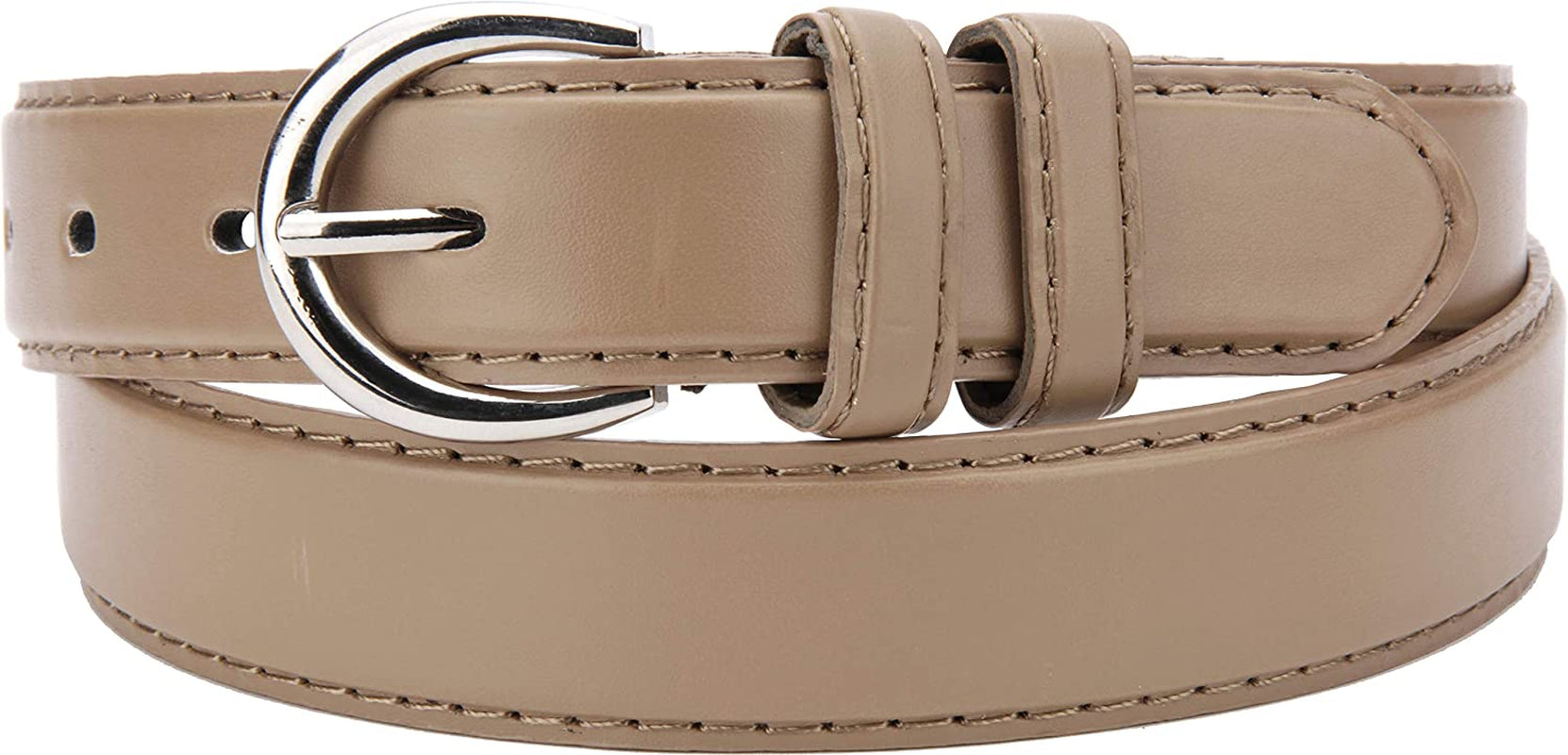 Women'S Casual Solid Colors Faux Leather 1" Belt with Single Prong Buckle Apparel & Accessories > Clothing Accessories > Belts JOTW Beige Large 