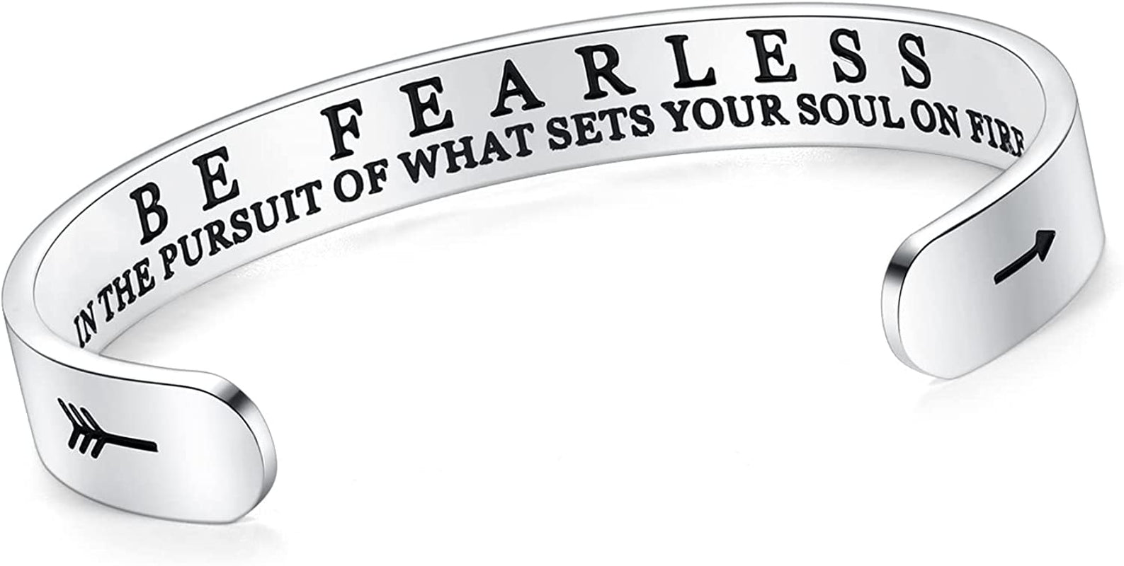 Aryahozel Motivational Cuff Bracelet for Women Girls, Personalized Jewelry Gifts for Her Daughter Mom Sister Niece Best Friends, Engraved Different Sayings Apparel & Accessories > Jewelry > Bracelets AryaHozel Women/girl Gift-Be fearless in the pursuit of what sets your soul on fire  