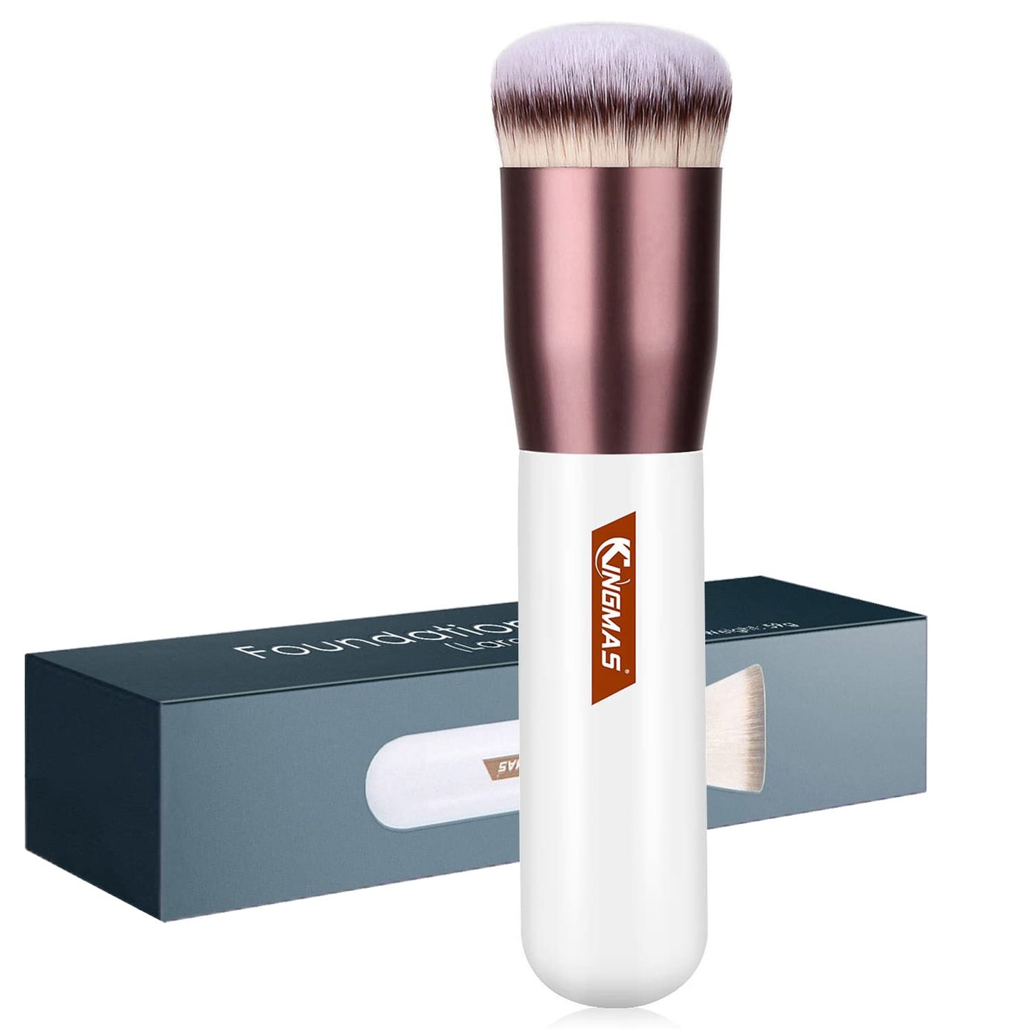 Flat Top Foundation Brush, Premium Kabuki Makeup Brush for Liquid, Blending, Cream, Powder,Blush Buffing Stippling Face Makeup Tools (Black, a (Flat Top)) Health & Beauty > Personal Care > Cosmetics > Cosmetic Tools > Makeup Tools KINGMAS White B (Round Top) 