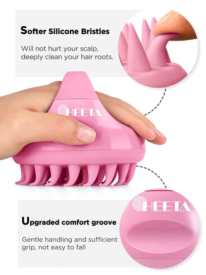 HEETA Hair Shampoo Brush, Upgraded Wet & Dry Hair Scalp Massager with Soft Silicone, Scalp Exfoliator for Remove Dandruff, Scalp Scrubber Hair Care Tools for Women, Men, Pets (Pink) Health & Beauty > Personal Care > Hair Care HEETA   