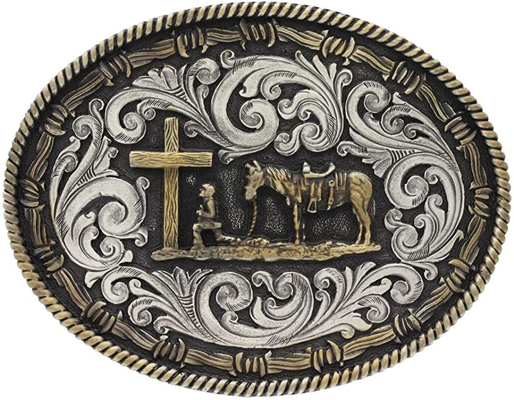 Montana Silversmiths Men'S Two-Tone Classic Impressions Christian Cowboy Apparel & Accessories > Clothing Accessories > Belt Buckles Montana Silversmiths   