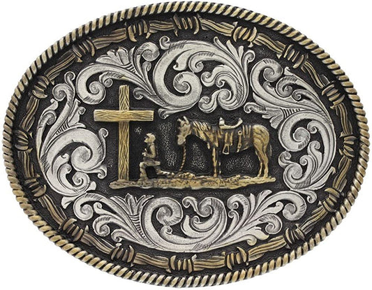 Montana Silversmiths Men'S Two-Tone Classic Impressions Christian Cowboy Apparel & Accessories > Clothing Accessories > Belt Buckles Montana Silversmiths   