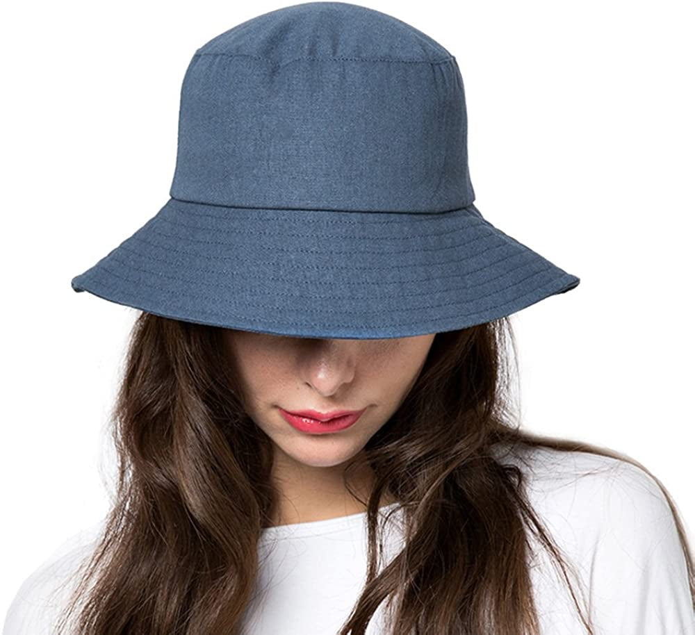 Bucket Hats for Women Sun Beach Hat Teens Girls Wide Brim Summer Fisherman'S Caps UPF 50+ Apparel & Accessories > Clothing Accessories > Hats KYLIE MAX A8-denim Blue  
