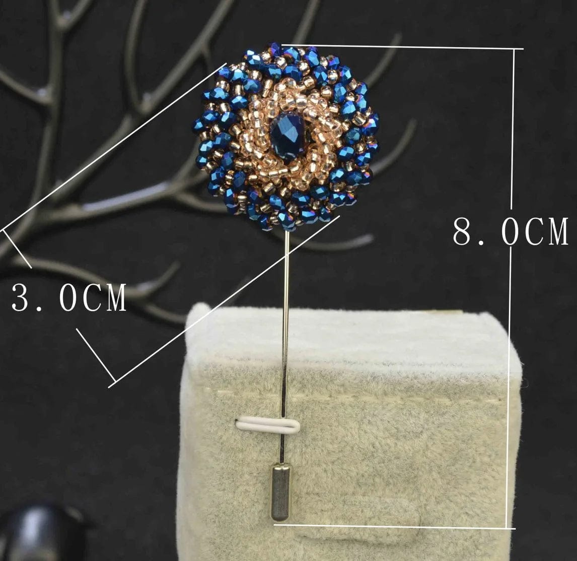 15PC Pack-Handmade Men'S Lapel Pin Rhinestone Crystal Flower Decor Boutonniere Pin for Suit Wedding Groom Groomsmen Brooch Rose Boutonniere (M1-M15)