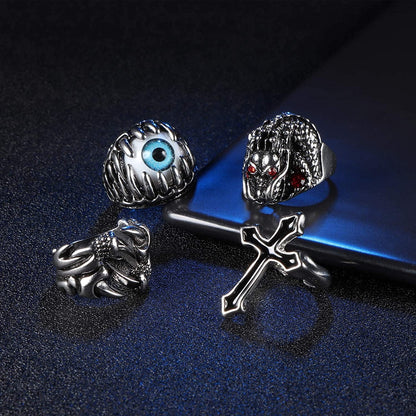 15Pcs Vintage Punk Rings for Men Women Snake Ring Dragon Open Rings Set Knuckle Stacking Ring Boho Finger Rings