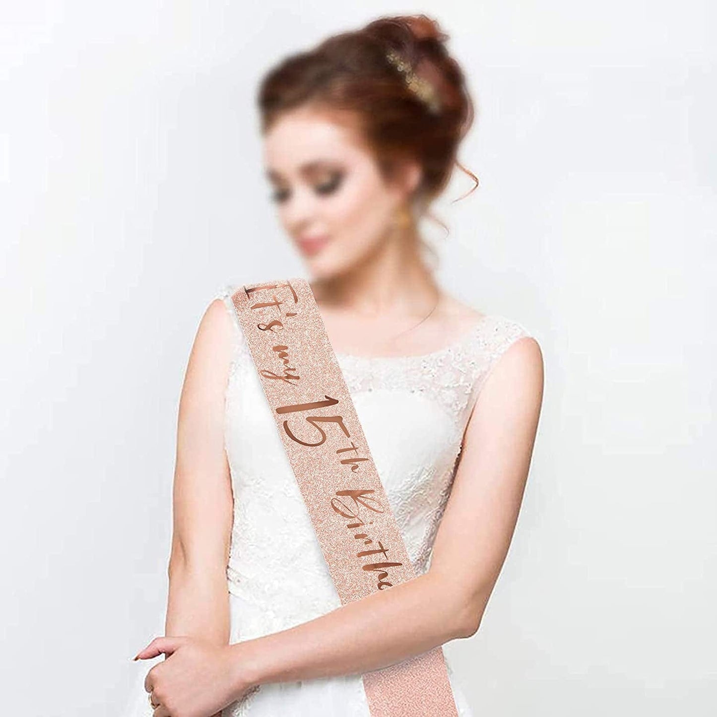 15Th Birthday Sash and Tiara for Girls, Rose Gold Birthday Sash Crown 15 & Fabulous Sash and Tiara for Girls, 15Th Birthday Gifts for Happy 15Th Birthday Party Favor Supplies Apparel & Accessories > Clothing Accessories > Sashes BRT Bearingshui   
