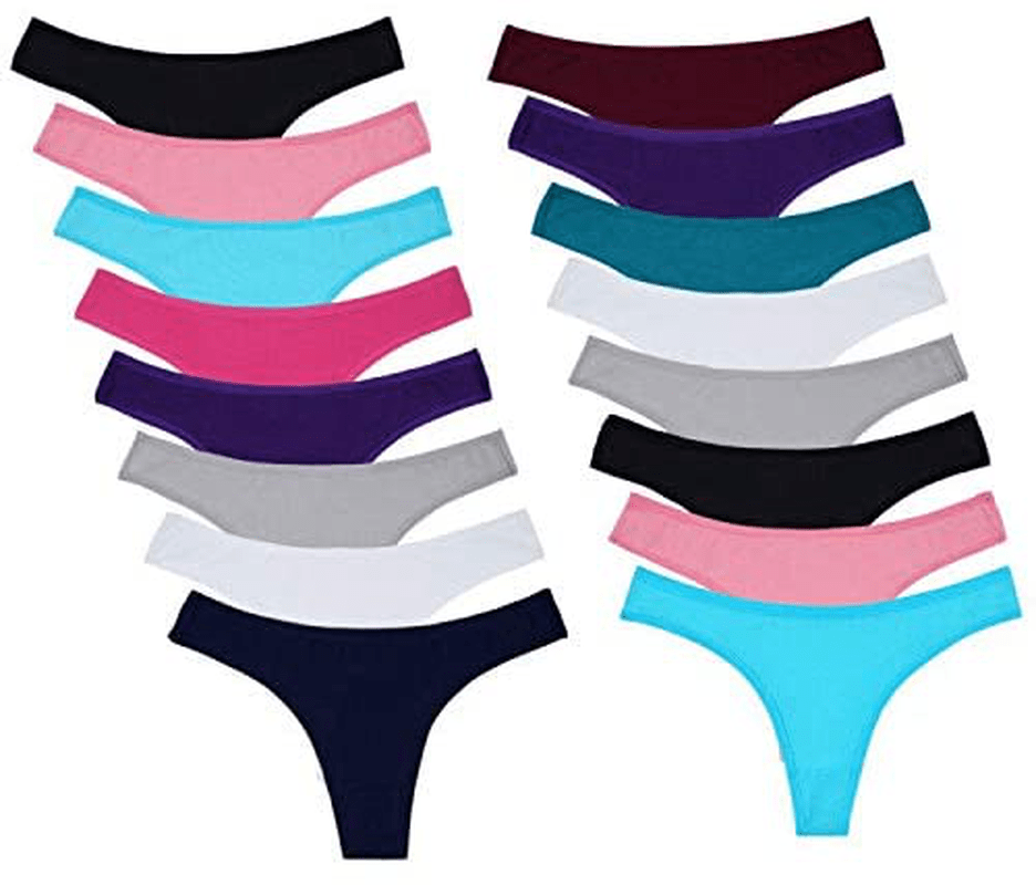 16 Pack Women's Cotton Thongs Underwear Breathable Bikini Panties Apparel & Accessories > Clothing > Underwear & Socks > Underwear Sunm Boutique 16 Pack- Multicoloured Medium 