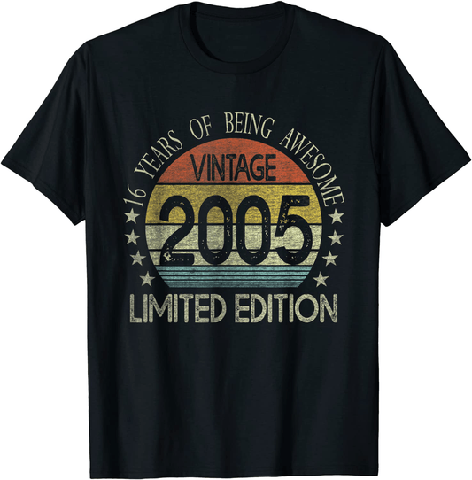 16 Year Old Gifts Vintage 2005 Limited Edition 16th Birthday T-Shirt Arts & Entertainment > Party & Celebration > Gift Giving BORN Black Men Large