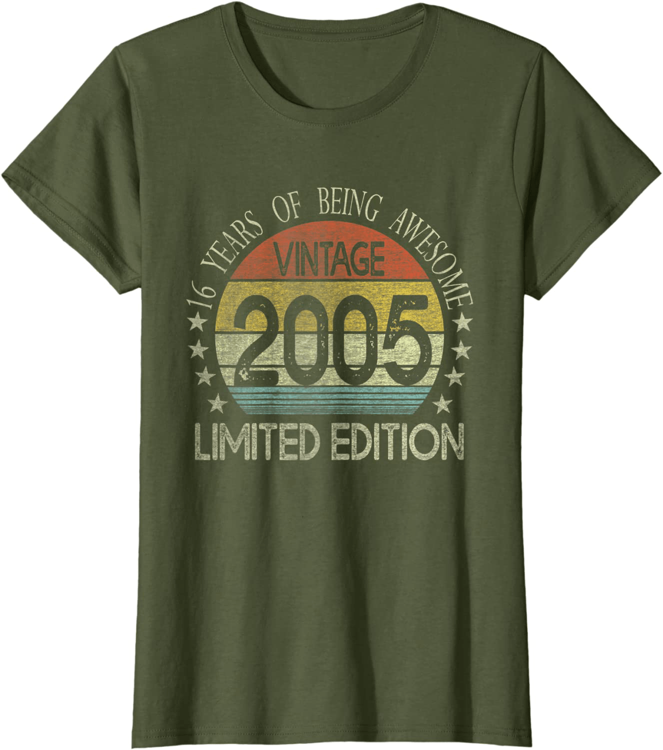 16 Year Old Gifts Vintage 2005 Limited Edition 16th Birthday T-Shirt Arts & Entertainment > Party & Celebration > Gift Giving BORN Olive Women XL