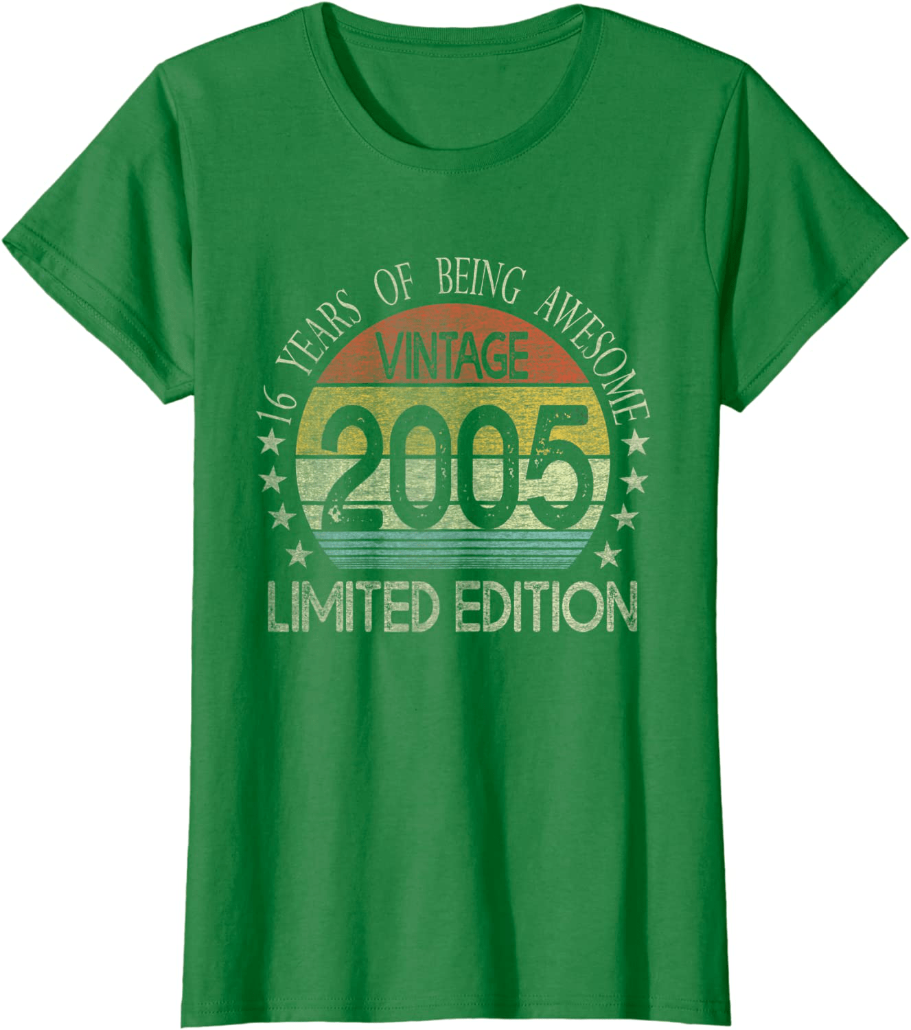 16 Year Old Gifts Vintage 2005 Limited Edition 16th Birthday T-Shirt Arts & Entertainment > Party & Celebration > Gift Giving BORN Kelly Green Women 3XL