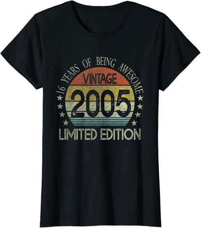 16 Year Old Gifts Vintage 2005 Limited Edition 16th Birthday T-Shirt Arts & Entertainment > Party & Celebration > Gift Giving BORN Black Women 3XL