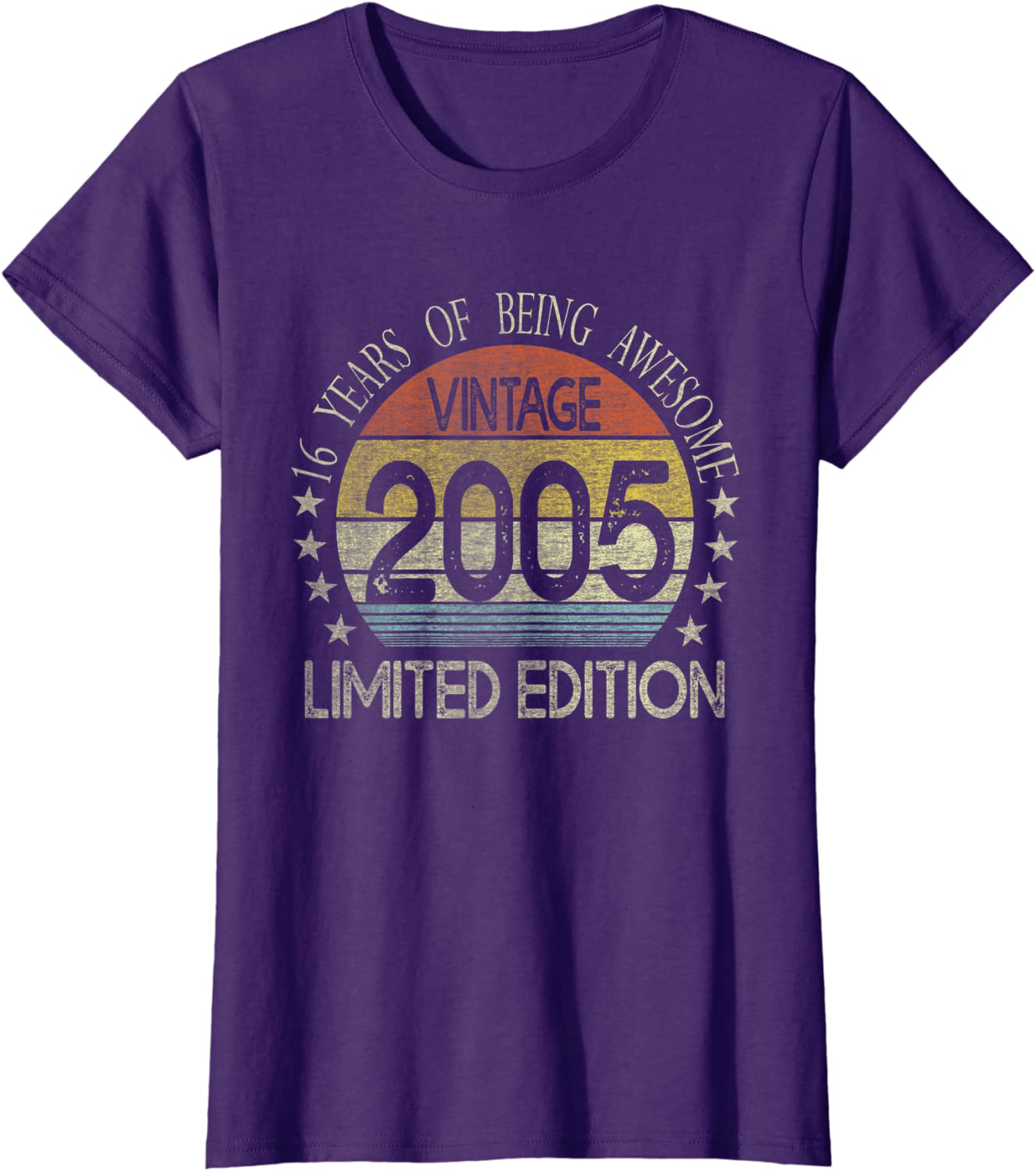 16 Year Old Gifts Vintage 2005 Limited Edition 16th Birthday T-Shirt Arts & Entertainment > Party & Celebration > Gift Giving BORN Purple Women 2XL