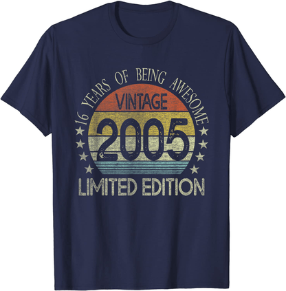 16 Year Old Gifts Vintage 2005 Limited Edition 16th Birthday T-Shirt Arts & Entertainment > Party & Celebration > Gift Giving BORN Navy Men 3XL