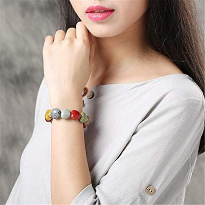 Hica Women Girls Ceramic Bracelet Heart Shape Bangle Handmade Bracelet Colorful Anklet Simple Ethnic Style Variety of Shapes Stretchy Hand Chain-3 Pcs Apparel & Accessories > Jewelry > Anklets Hica   