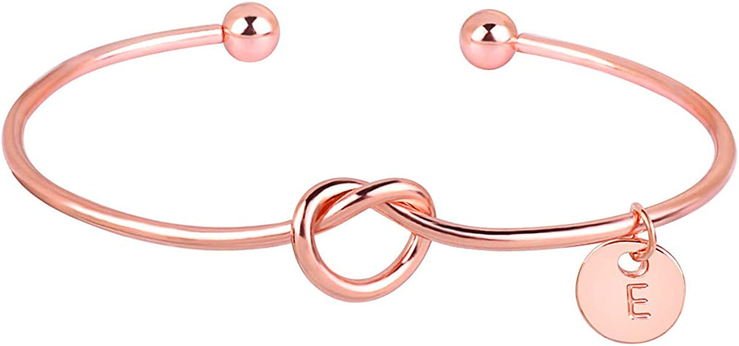 MOOKOO Personalised Bridesmaid Bracelet Gift Will You Be My Bridesmaid Proposal Gift Adjustment Bachelorette Bangle Apparel & Accessories > Jewelry > Bracelets MOOKOO Rose gold e 
