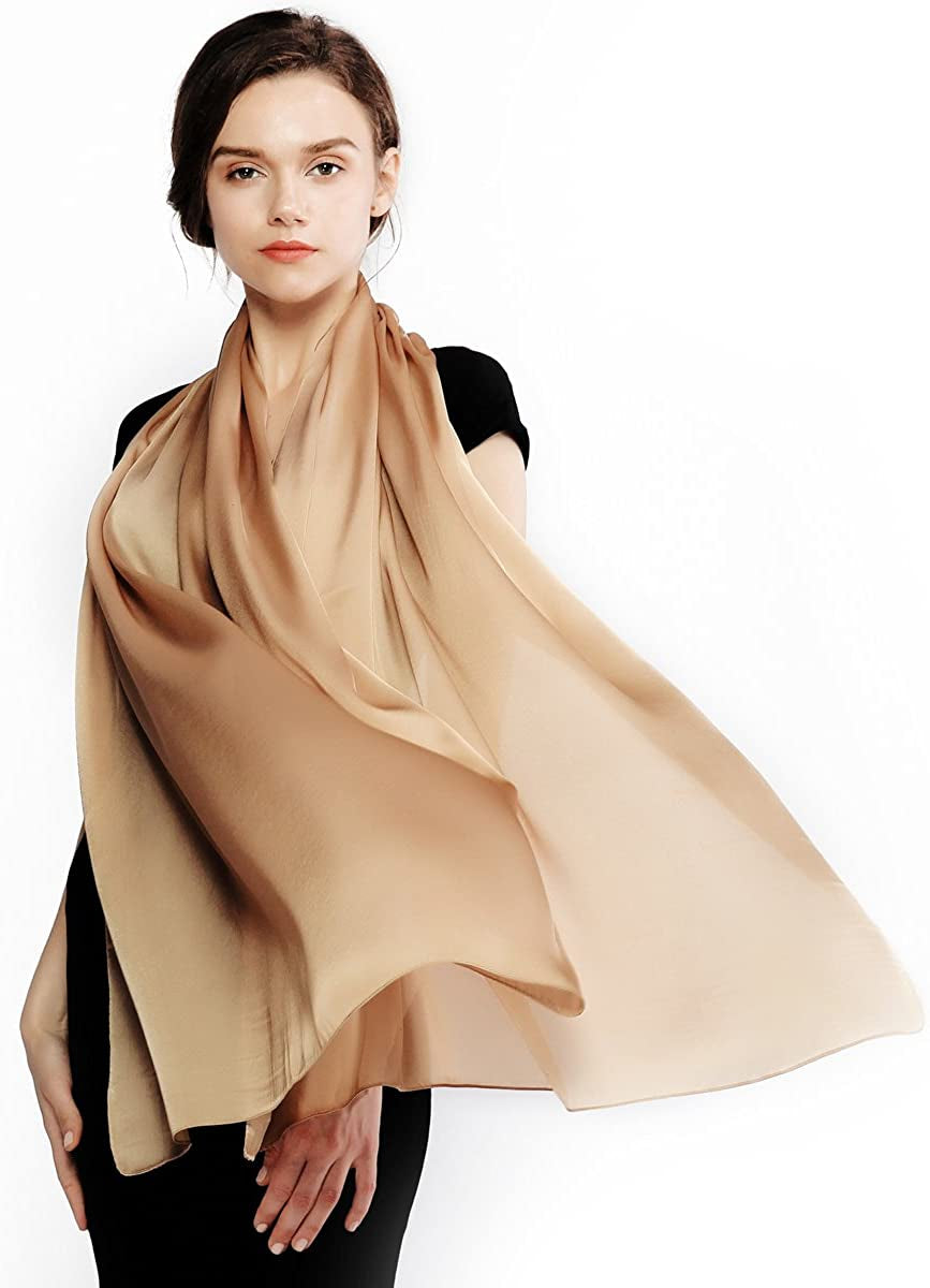 RIIQIICHY Pashmina Shawls Wraps for Women Evening Dresses like Chiffon Silk Scarf for Weddings Apparel & Accessories > Clothing Accessories > Scarves & Shawls RIIQIICHY Camel  