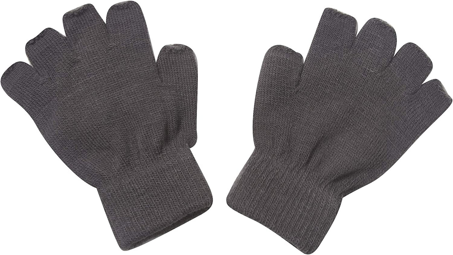 Gravity Threads Unisex Men Women Half Finger Stretchy Knit Fingerless Winter Gloves Apparel & Accessories > Clothing Accessories > Gloves & Mittens Gravity Trading Kids Grey  
