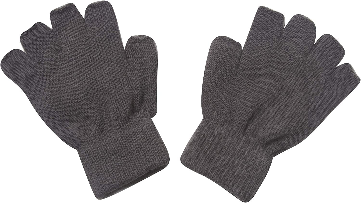 Gravity Threads Unisex Men Women Half Finger Stretchy Knit Fingerless Winter Gloves Apparel & Accessories > Clothing Accessories > Gloves & Mittens Gravity Trading Kids Grey  