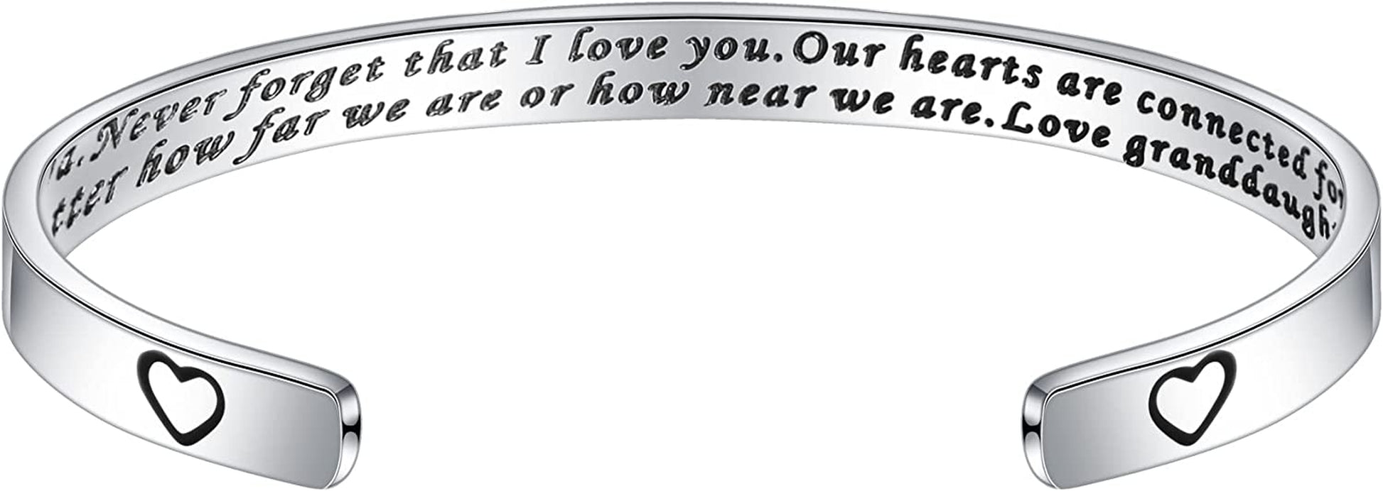 M MOOHAM Bracelets for Women- Engraved Quote Inspirational Bracelet Birthday Christmas Funny Gifts for Best Friend, Daughter, Son, Sister, Niece, Mom, Coworkers, Stainless Steel Jewelry Apparel & Accessories > Jewelry > Bracelets M MOOHAM To grandpa.Never forget that I love you.Our hearts are connected forever.  