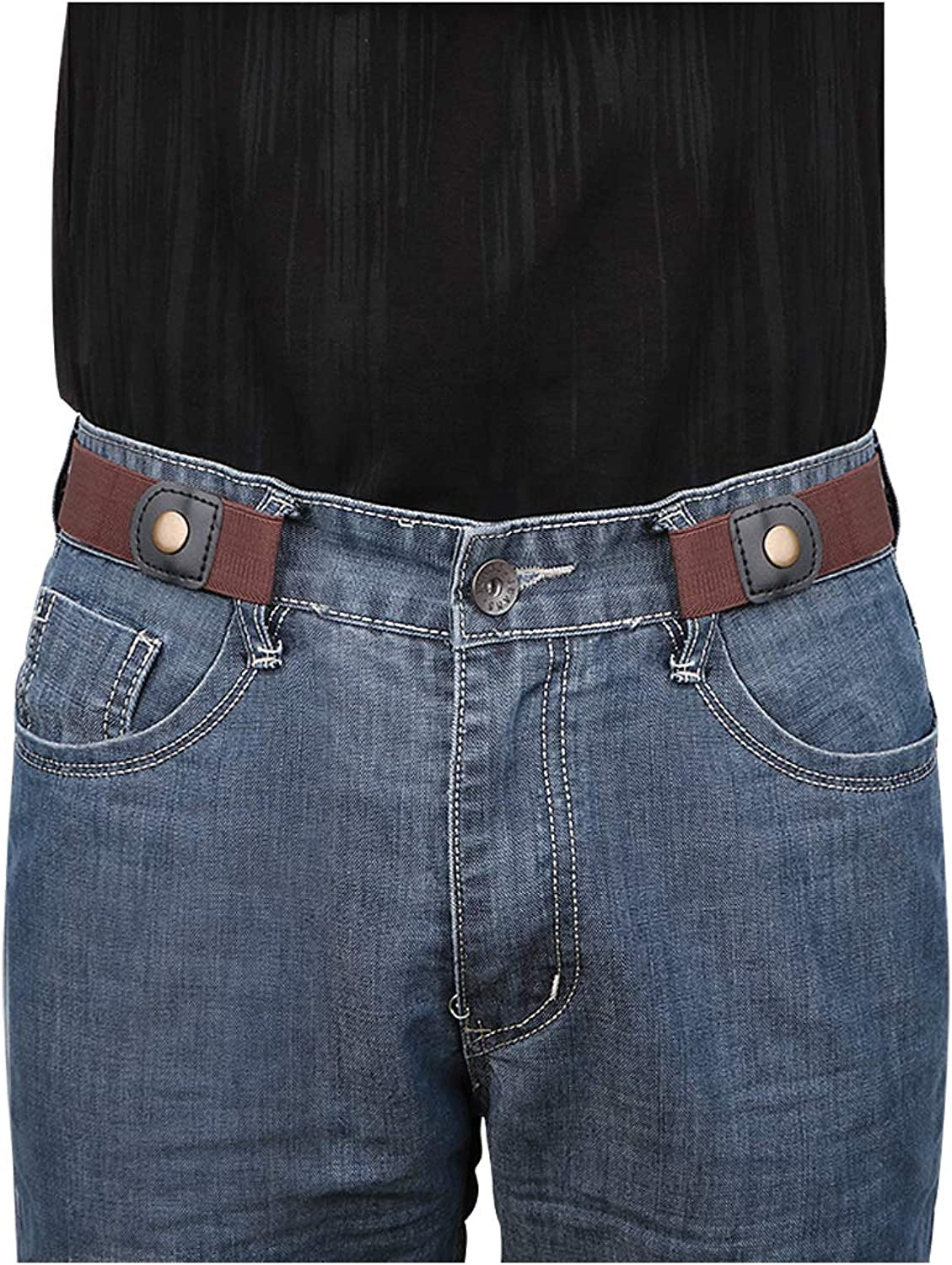 No Buckle Invisible Elastic Stretch Belt for Men/Women Fits Waist 24-50In Father Day Gift Apparel & Accessories > Clothing Accessories > Belts XZQTIVE B Dark Brown Fits waist size 36"-50" 